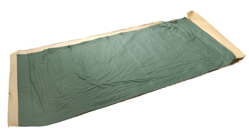 Grüner Hans Hansen Polsterkopfteil Bezug, Einzelstück, Textil für Schlafzimmer, Nahaufnahme.